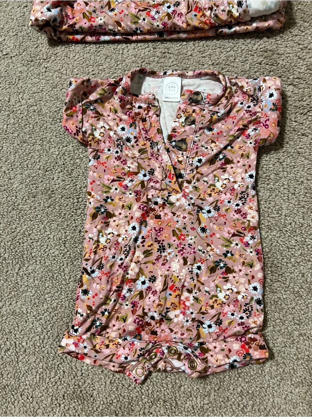 Lou Lou & Company Pink Floral Baby Romper & Matching Swaddle